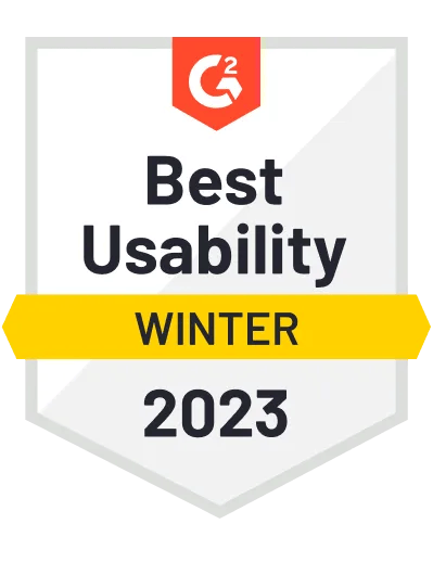 G2 Best Usability Winter 2023 badge