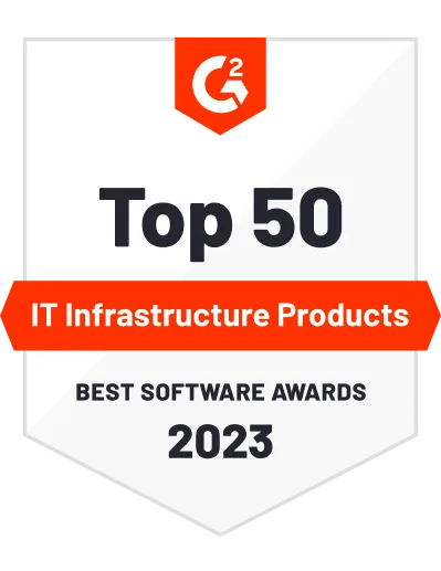 G2 Top 50 IT Infrastructure Products Best Software Awards 2023 badge