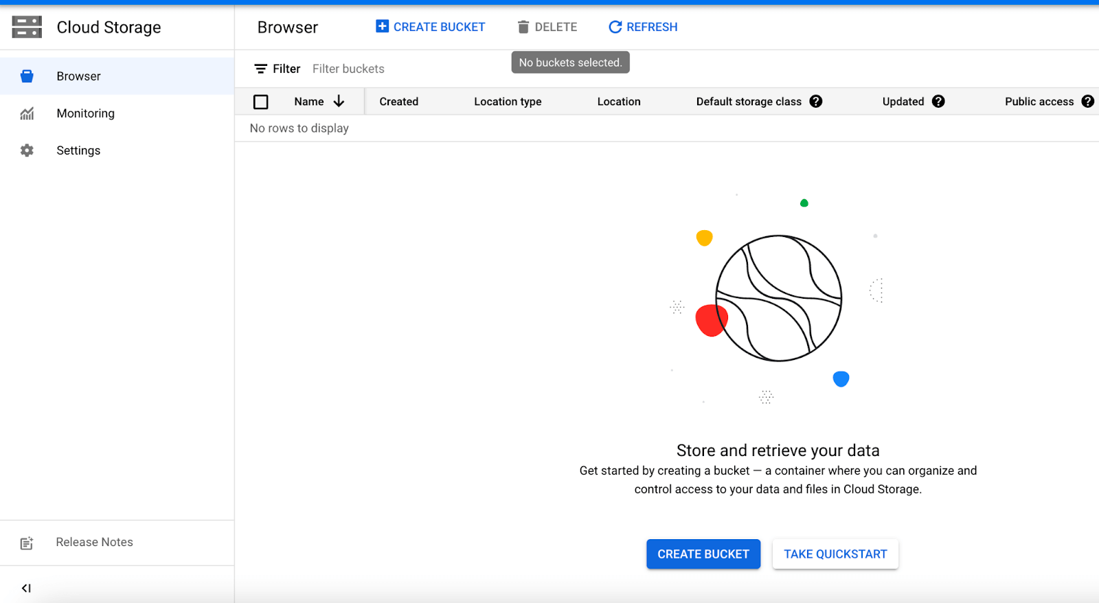 Create bucket in Google Cloud storage