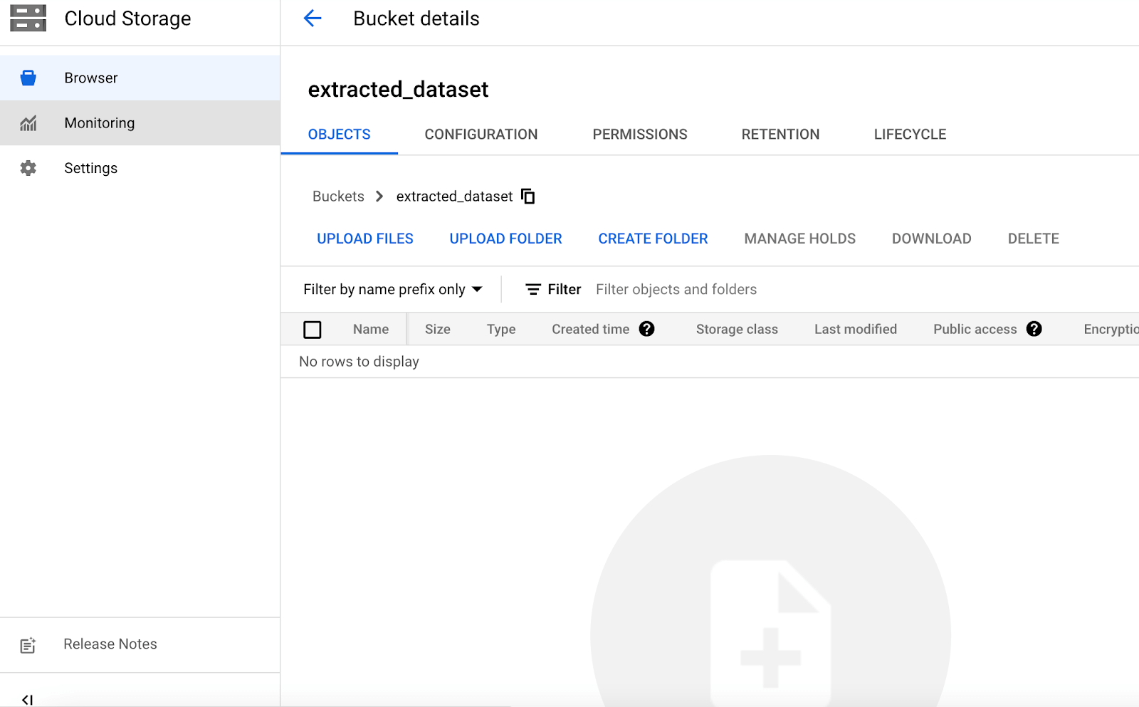 Google Cloud create new bucket and give it a name