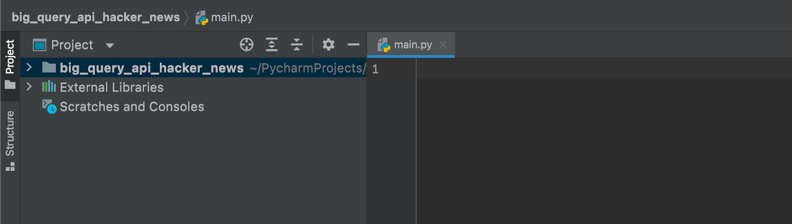 Create new project in code editor