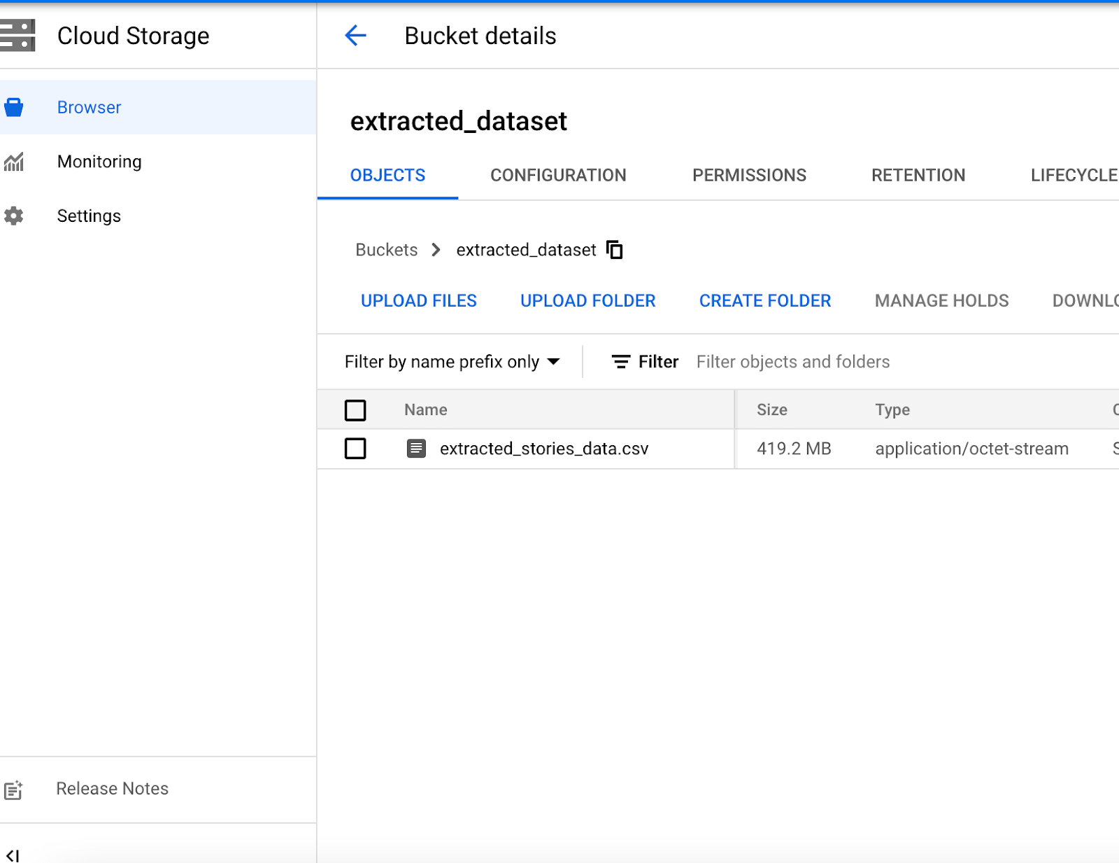 Download CSV file from Google Cloud Storage