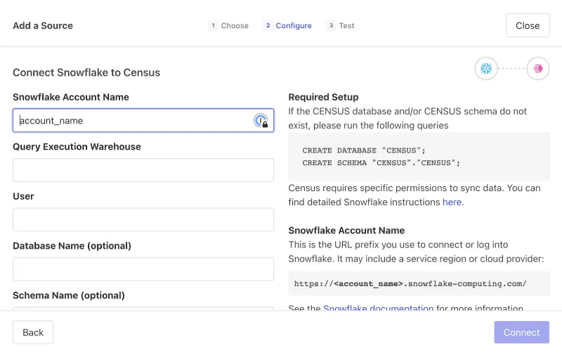 connect snowflake to census