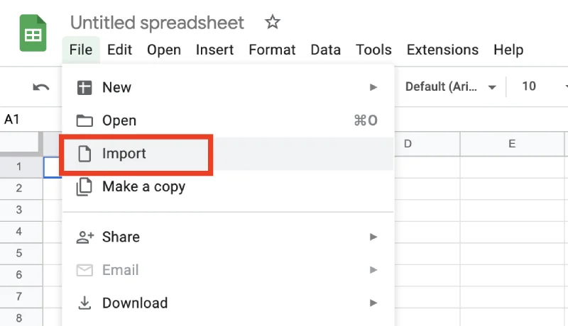 import csv to google sheets