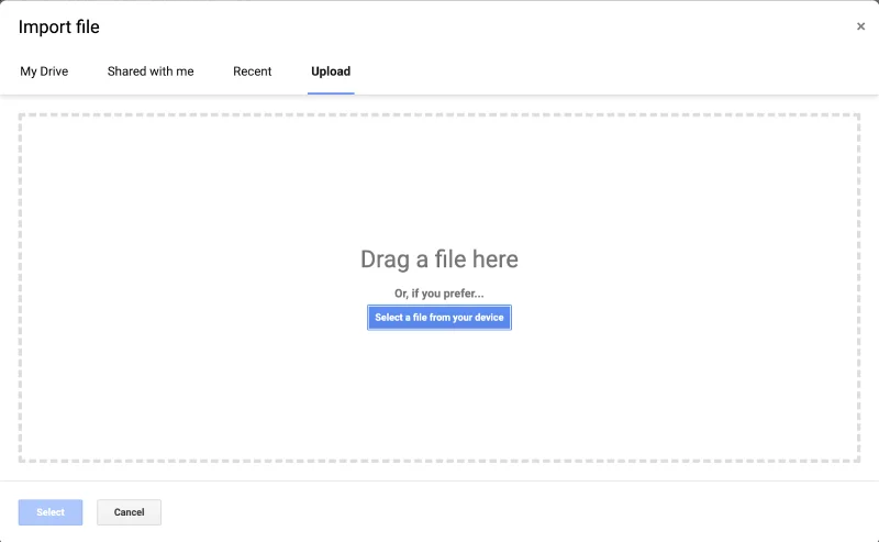 upload file to google sheets