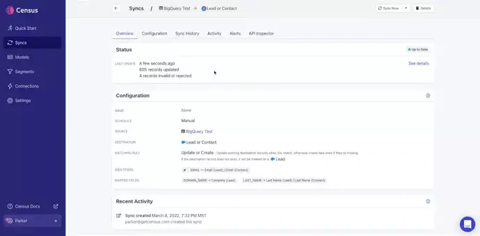 Create sync between salesforce and bigquery