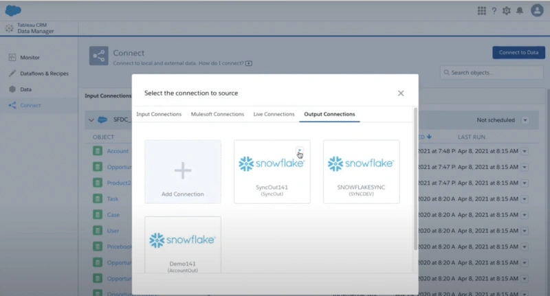 Create outbound connection from analytics studio in salesforce to snowflake