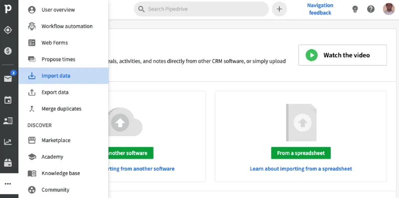 Pipedrive import data from spreadsheet